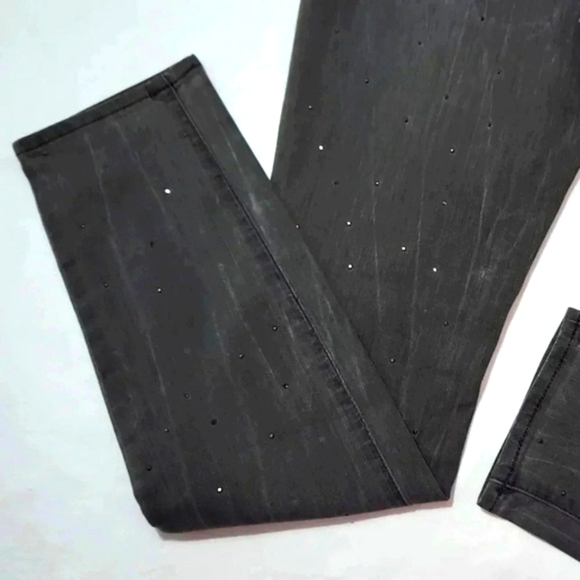 Vintage DKNY Jeans "Ave B" Vintage Gray Tiny Sparkle Studs Sz 8 - Picture 13 of 15